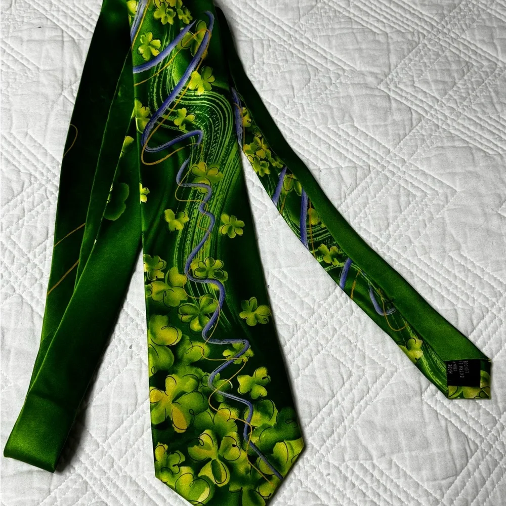 Jerry Garcia Silk Lucky Shamrock Green Tie Extra Long 66”